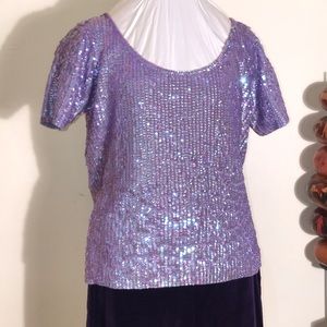 Vintage 1990s Oscar de la Renta Sequin Tee Sweater